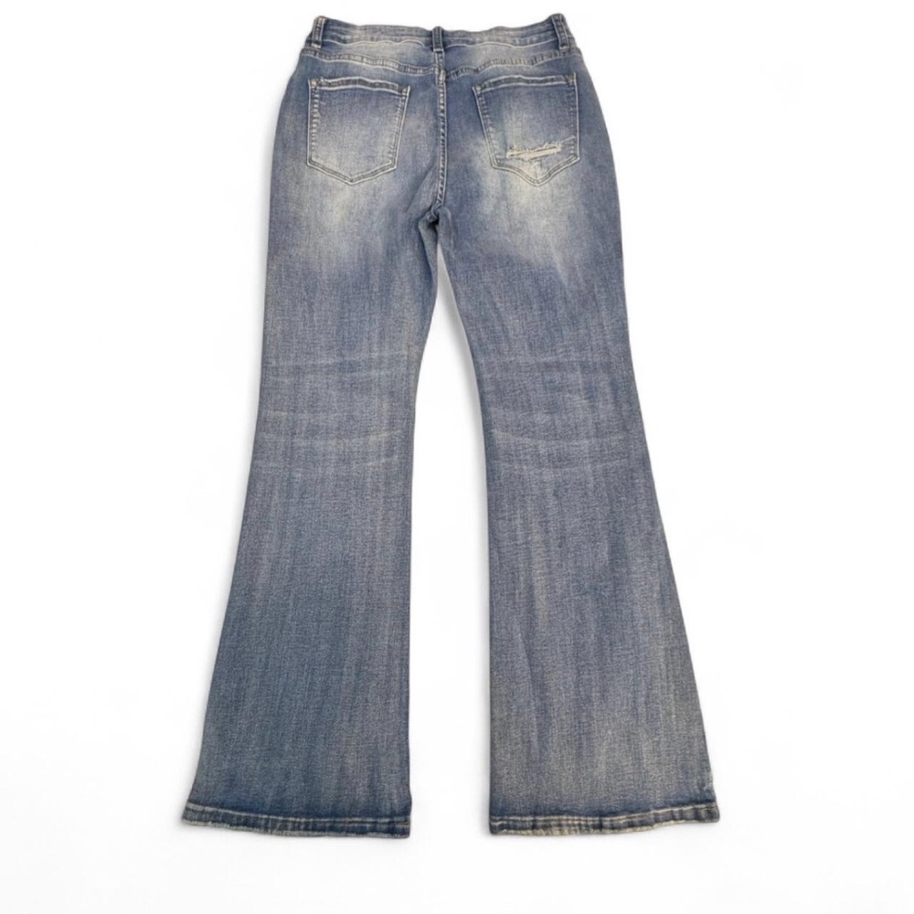 Distressed Medium Wash Flared Jeans Women’s Large Western Boho Denim Classic - Picture 3 of 6